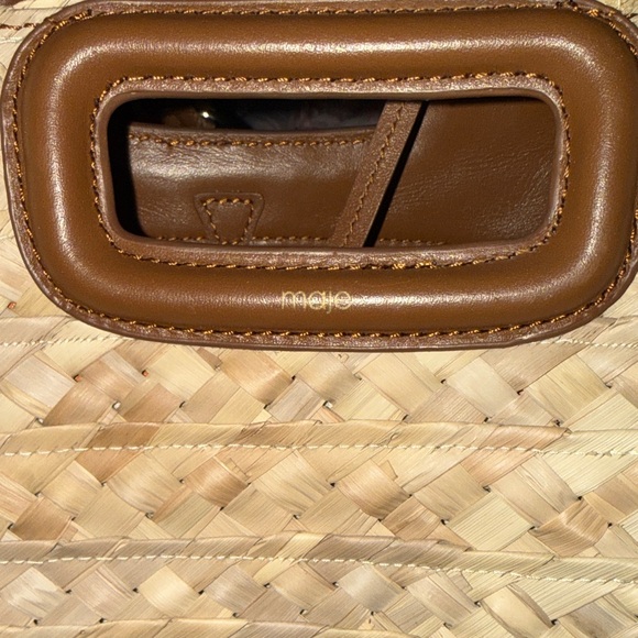 Maje Tan Woven Tote with Leather Handles - Picture 5 of 12